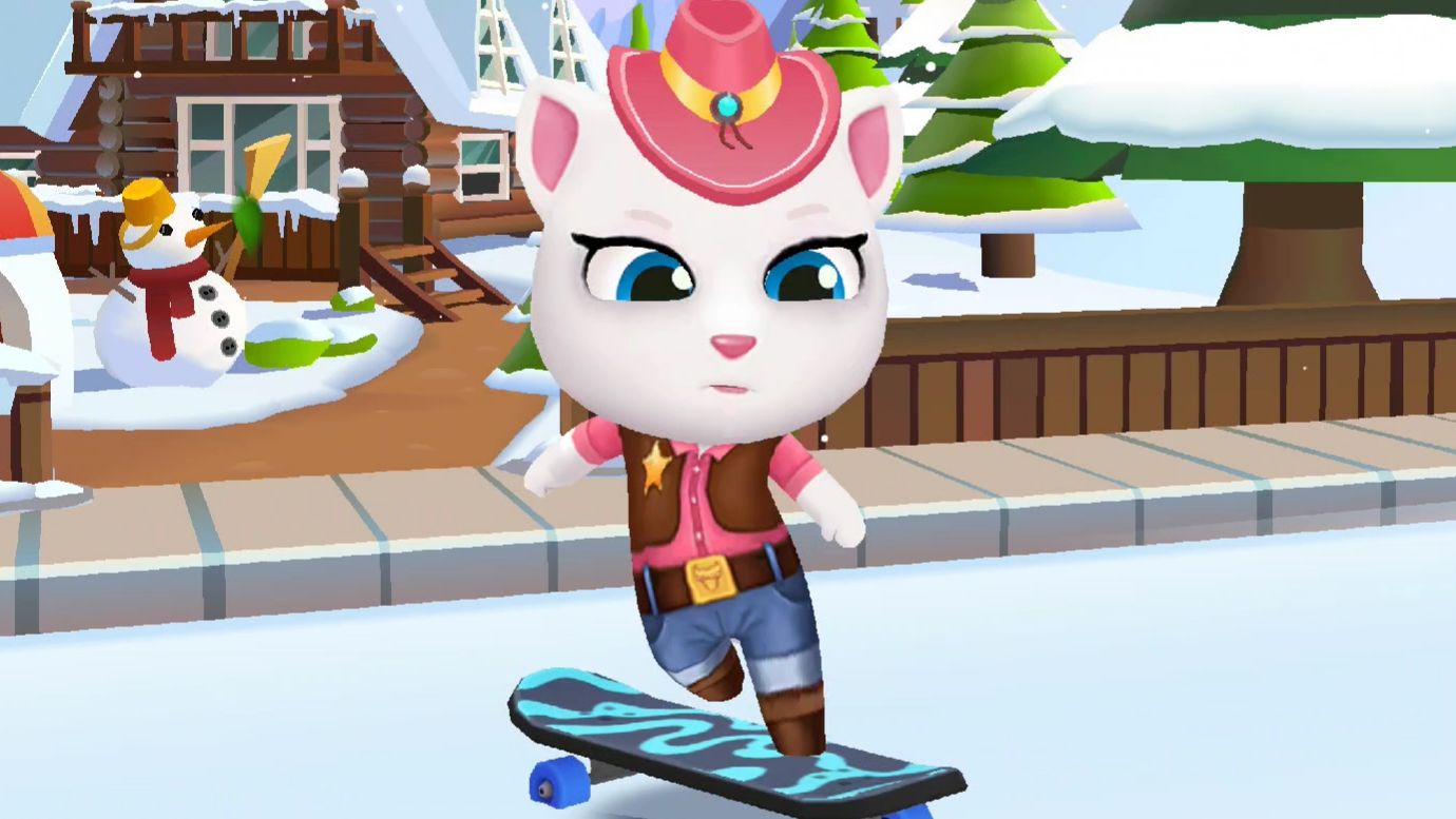 Мультфильмы для малышей - Ковбой Анджела на полуночном скейте Talking Tom Gold Run смотреть онлайн