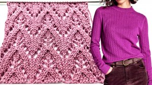 Эффектный ажурный узор джемпера от британского бренда ⭐ Для вязания палантина, топа ⭐ Схема