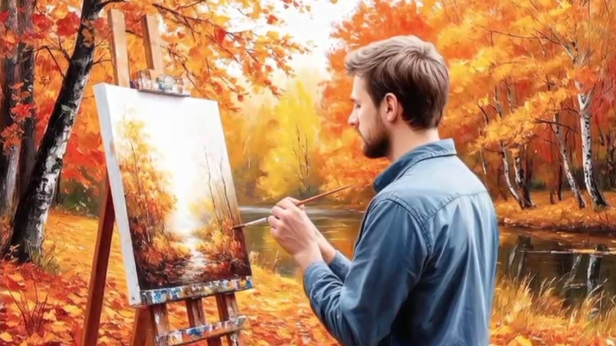 Жёлтые листья любви (мужчина художник) смотреть онлайн