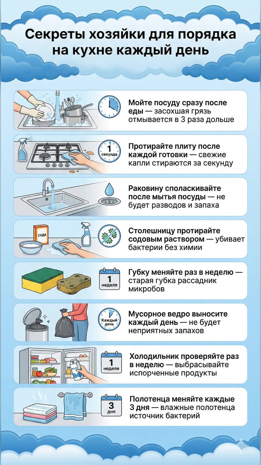 Секреты хозяйки для порядка на кухне