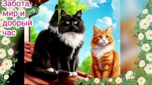 Добрый день. Милые кошечки. Красивое видео. Пожелание. Музыкальная открытка. Автор Кодяшкина Надежда