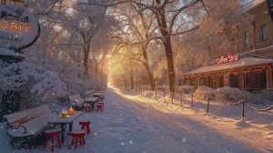 Winter Morning Jazz for Study and Work ☕ Soothing Jazz & Winter Ambience Outside the Coffee Shop