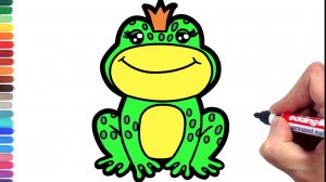 Мультик - раскраска для детей ЛЯГУШКА. Учимся вместе как рисовать ЛЯГУШКУ