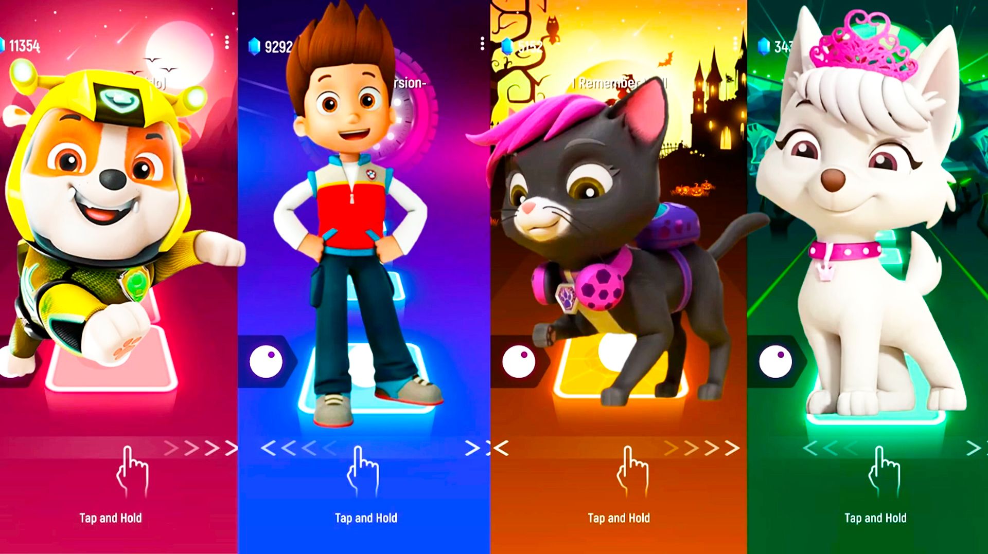 Мультики для Детей Щенячий Патруль Tiles Hop - КРЕПЫШ, РАЙДЕР, КОТ, СВИТТИ смотреть онлайн