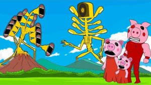 Золотой Сиреноголовый и золотой Светогологовый против семейки поросят. Роблокс анимация