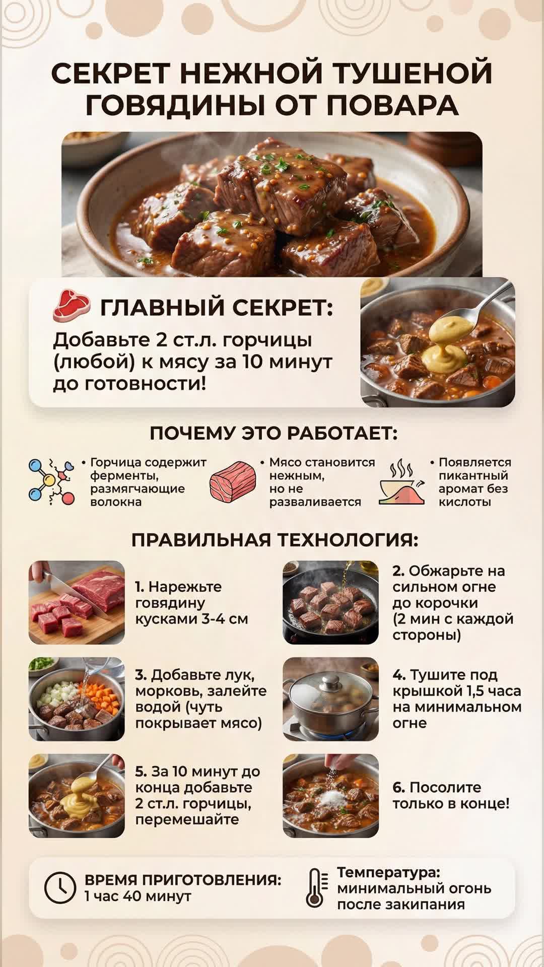 Секрет нежной тушеной говядины от повара