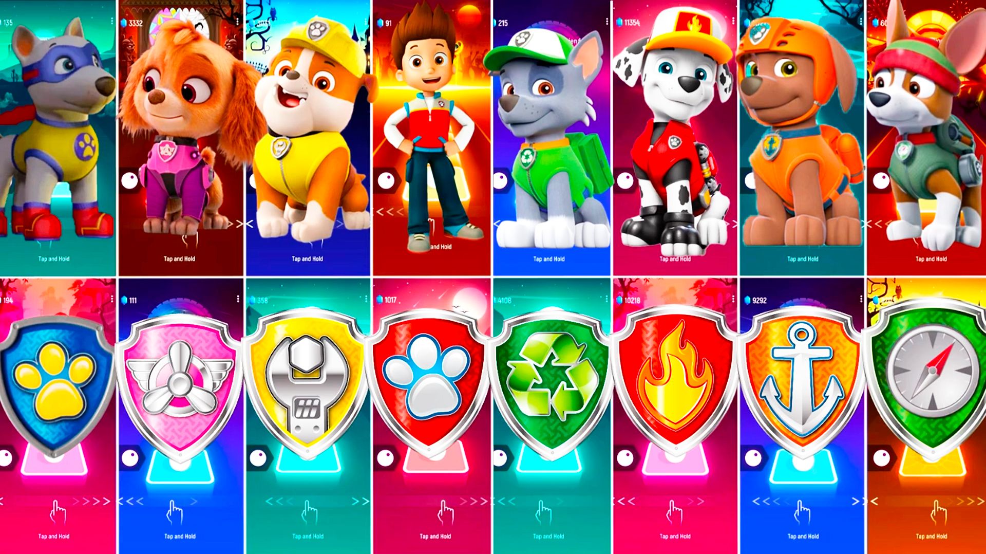 Мультики для Детей Щенячий Патруль Tiles Hop - Скай, Крепыш, Райдер, Рокки, Маршалл, Зума смотреть онлайн