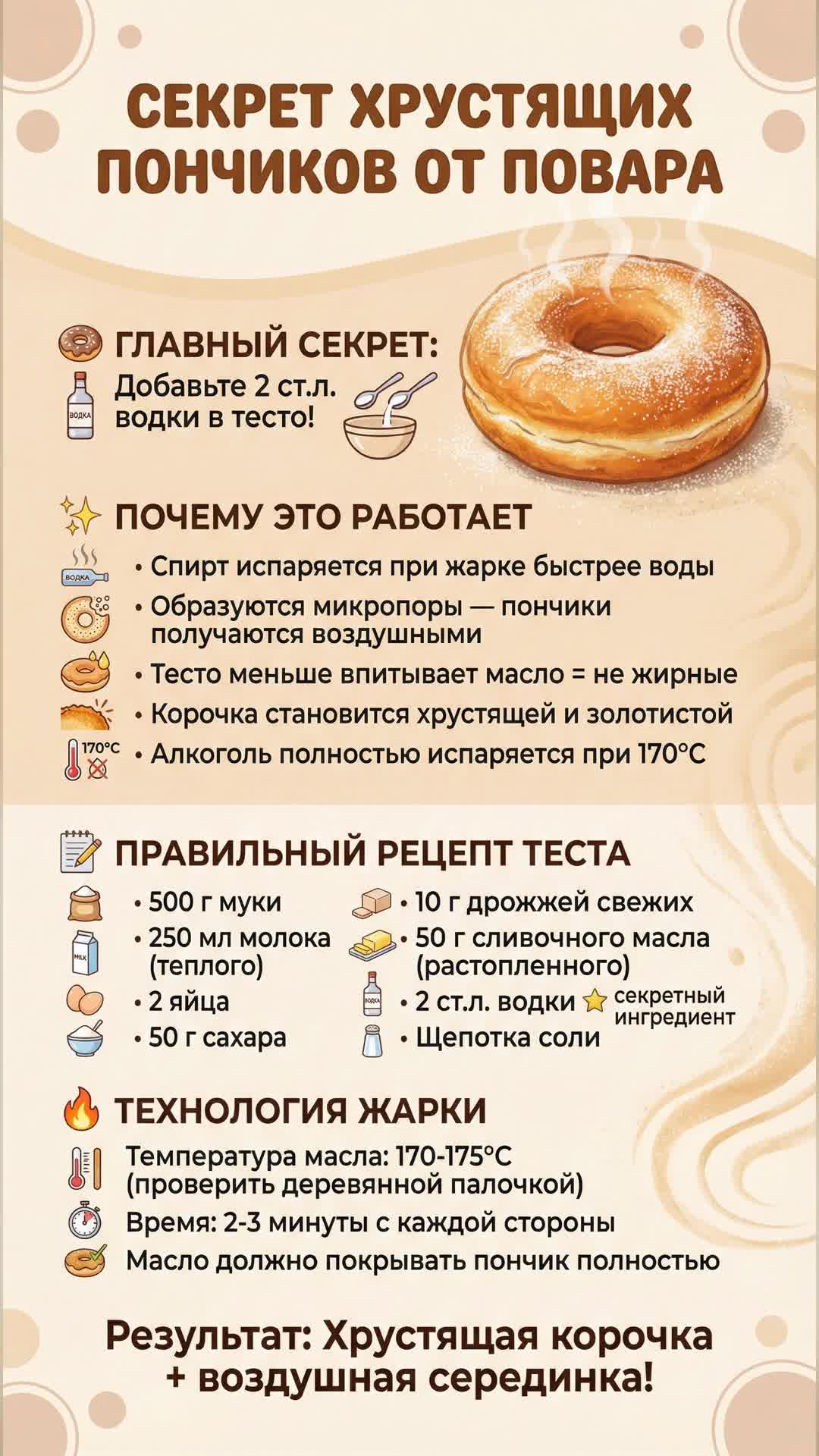 Секрет хрустящих пончиков от повара