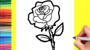 Мультик - раскраска для детей ЦВЕТОК. Учимся как рисовать РОЗУ вместе с детьми