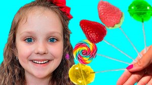 Лиза с папой и их забавные истории с конфетами / Детская песенка про цвета   / Видео для детей