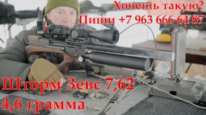 Шторм Зевс 7,62мм СУБМИНУТНЫЙ отстрел на 100 метров пулей 4,6г на 290+