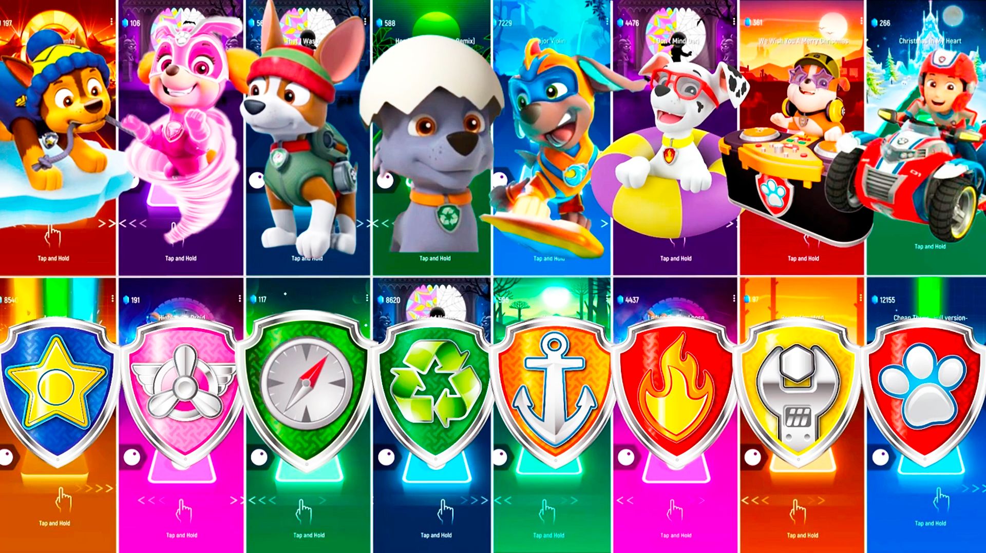 Мультики для Детей Щенячий Патруль Tiles Hop - ГОНЩИК, СКАЙ, ТРАКЕР, РОККИ, ЗУМА смотреть онлайн