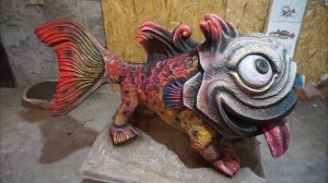 скульптура рыбы собаки .арт бетон.мастер класс