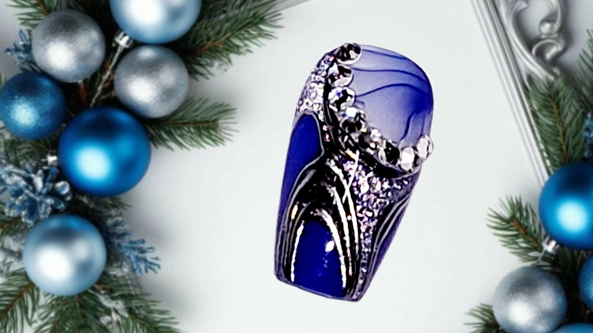 Зимний дизайн для коротких ногтей. МК