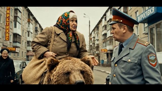 Бабушка на медведе в городе Москва смотреть онлайн