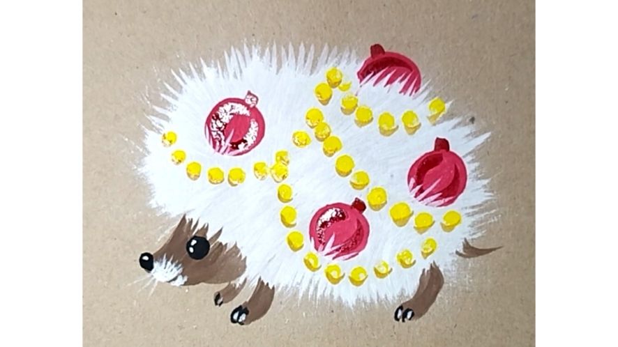 Как нарисовать белого ежика гуашью при помощи зубной щетки. смотреть онлайн