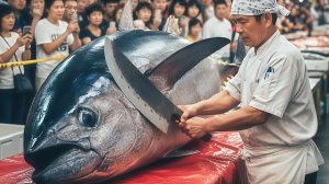 Разделывание большого голубого тунца. На это можно смотреть долго