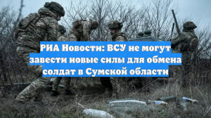 РИА Новости: ВСУ не могут завести новые силы для обмена солдат в Сумской области