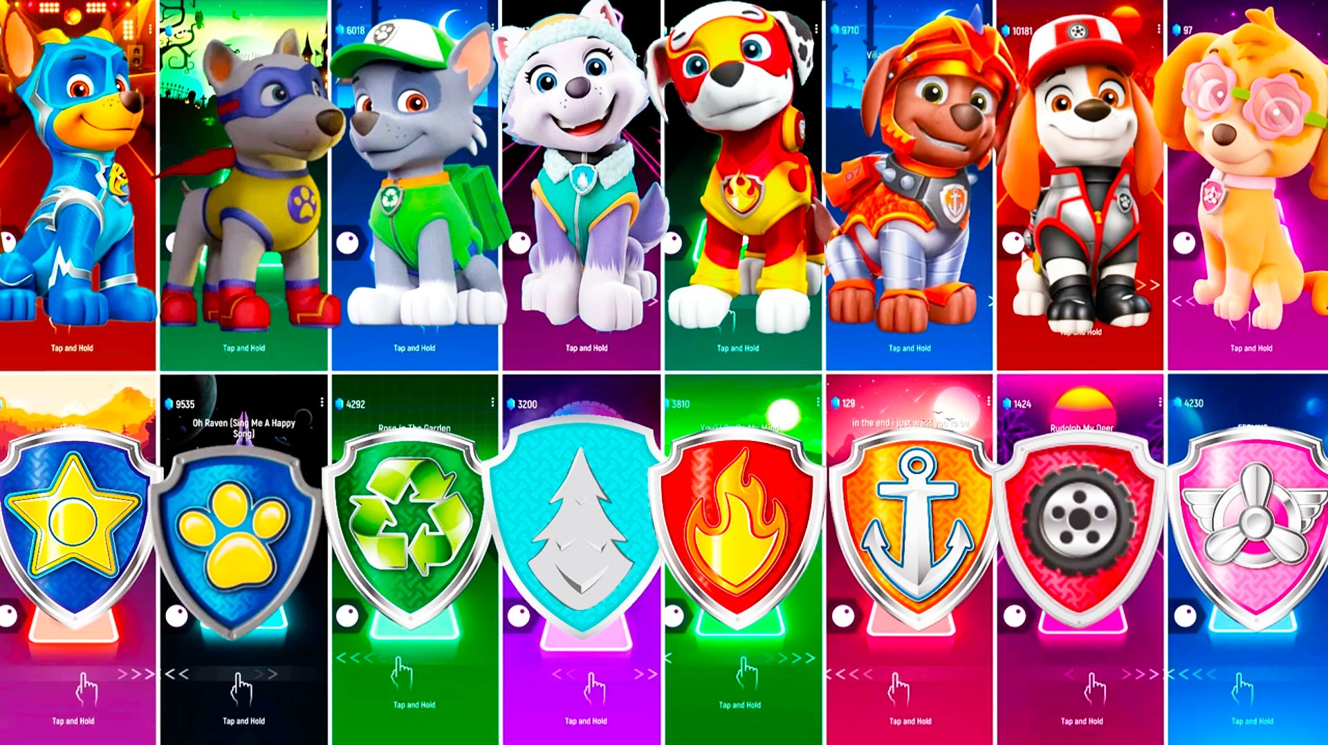 Мультики для Детей Щенячий Патруль Tiles Hop - Гонщик, Аполло, Рокки, Эверест, Маршалл, Зума смотреть онлайн