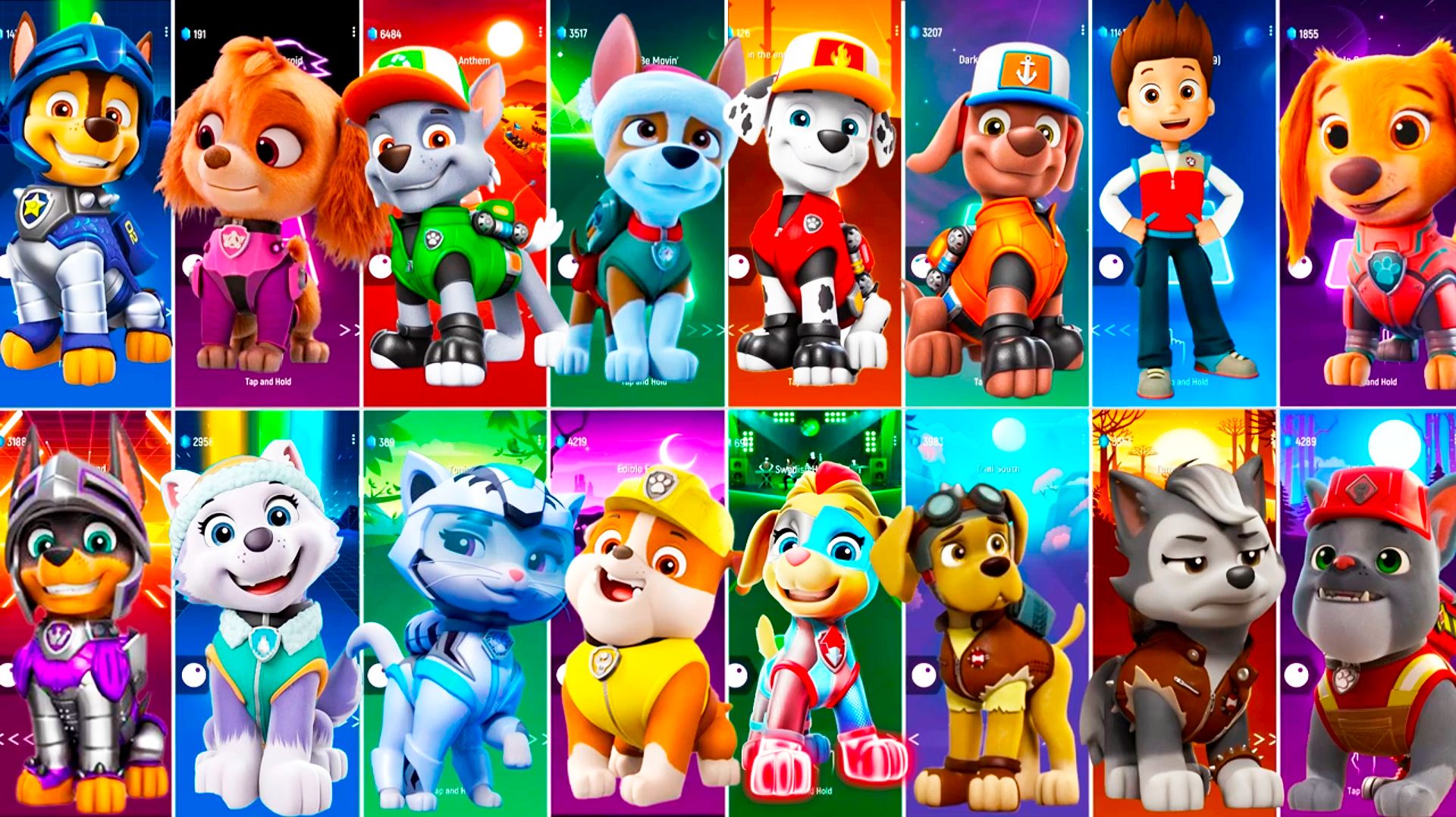 Мультики для Детей Щенячий Патруль Tiles Hop - Гонщик, Скай, Рокки, Тракер, Маршалл, Зума смотреть онлайн