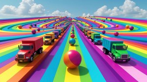 Мультики для детей, залипательное видео про разноцветные шарики и цветные машинки