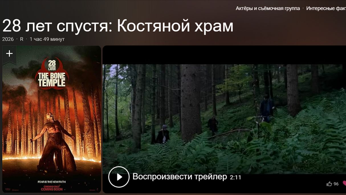 Трейлер 28 лет спустя: Храм костей Выходит 14 января 2026 года