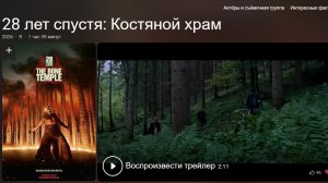 Трейлер 28 лет спустя: Храм костей Выходит 14 января 2026 года