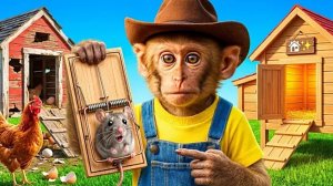 Мультики для детей, у курочки мышка украла яйцо, видео про обезьянку/мультик про обезьянку