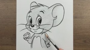 Как нарисовать милого мышонка Джерри карандашом - пошаговое руководство по рисованию