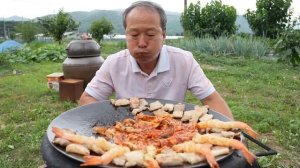 Креветки со свиной грудинкой,приготовленные на гриле Мукбанг Mukbang