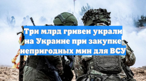 Три млрд гривен украли на Украине при закупке непригодных мин для ВСУ