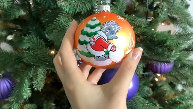 Стеклянный ёлочный шар ЛЕСНОЙ, оранжевый, 75 мм, С841-оранж