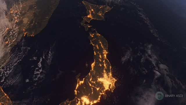 Бесплатное видео Планета Земля Ночью. Япония. Вид из Космоса с Орбиты