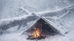2 дня сурового кемпинга под тентом в холодном лесу.