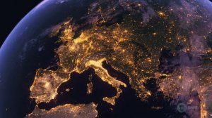 Бесплатное видео Планета Земля Ночью. Европа, Вид из Космоса с Орбиты.