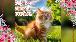 Эй, хозяйка, где мой мяч? Забавный котик играет.