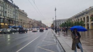 Дождливый Петербург. Небольшая поездка на троллейбусе ПКТС "Адмирал". Май 2025 года.