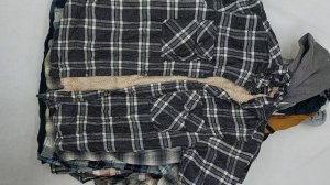 40732 Рубашки мужские фланель на мех подкладе, 15пак, camicie flanele imbotito 1/2, секонд (extra) о