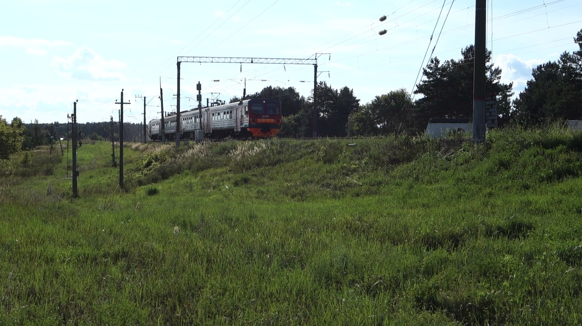 Электропоезд ЭД9М-0198 Гороховец - Нижний Новгород прибывает на станцию Сейма смотреть онлайн