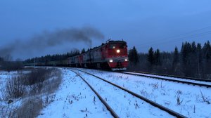 "Двойная тяга" Прибытие грузового поезда под скрещение на станцию Панасюк