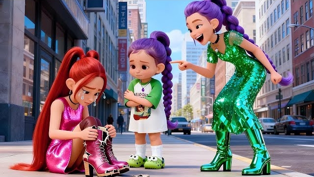 Озорная малышка Руми тайно разрезала туфли своей мамы. Охотники на демонов