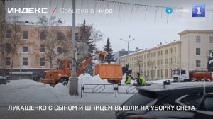 Лукашенко с сыном и шпицем вышли на уборку снега