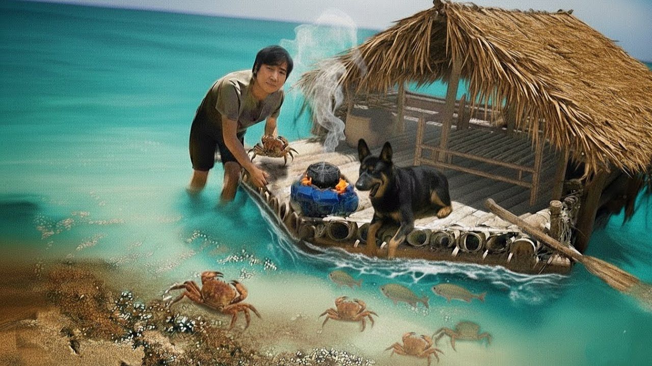 Выживание на мусорном плоту с собакой / Ремонт сети, охота на крабов и приготовление морепродуктов смотреть онлайн