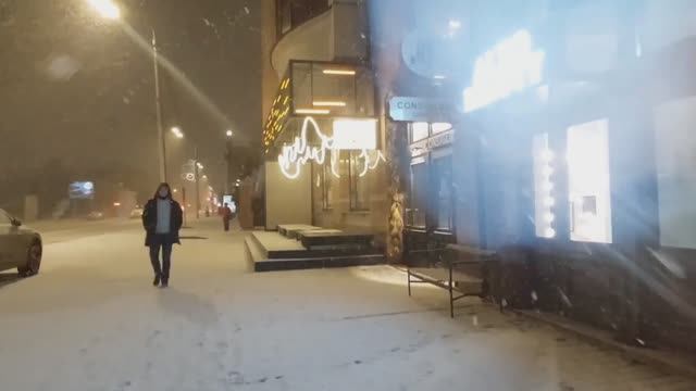 Вечер  зимний.Улица Ленина.Проспект Мира . Красноярск смотреть онлайн