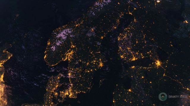 Бесплатное видео, Планета Земля. Европа Норвегия, Дания, Швеция, Финляндия, Исландия, Ночной Глобус