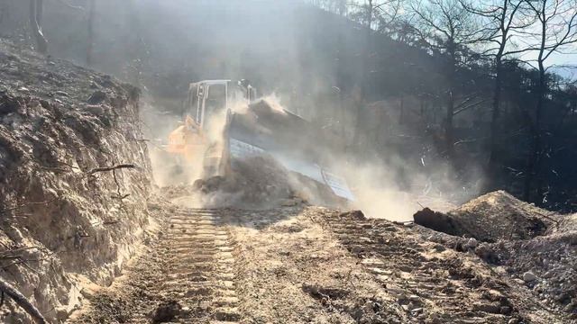 INSANE BULLDOZER WORK! Liebherr PR 744 Cutting a Road on a Cliff