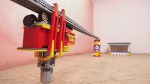 Эксперимент с ЛЕГО-поездом на подвесной монорельсовой дороге LEGO