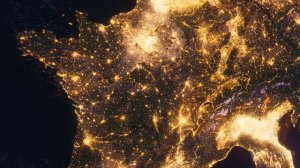 Бесплатное видео футаж Планета Земля Ночью. Европа - Франция, Вид из Космоса с Орбиты. Ночной Глобус