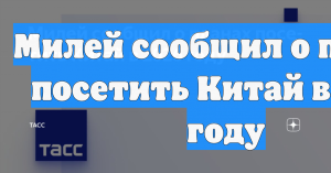 Милей сообщил о планах посетить Китай в 2026 году