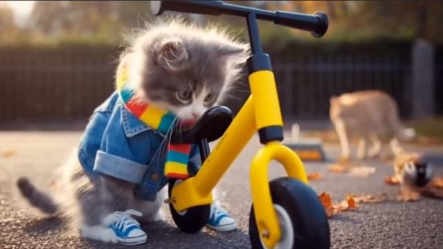 Котёнок учится кататься на велосипеде — развивающий мультик для малышей про навыки, безопасность смотреть онлайн